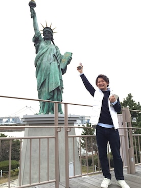 「アイテム（ダウンベスト、ホワイト系）」を使った、SATOさん（メンズ・163cm）の冬コーディネート