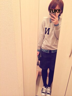 「バレンタインデートスタイル」｜「アイテム（スウェット）」を使った、yuki!さん（レディース・152cm）の冬コーディネート