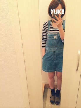 「ウェッジソール」｜「アイテム（サロペット/オーバーオール）」を使った、yuki!さん（レディース・152cm）の夏コーディネート