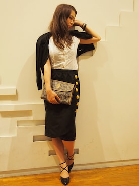 「Yves Saint Laurent（イヴサンローラン）のアイテム（スカート）」を使った、vintageqooさん（レディース・153cm）の夏コーディネート
