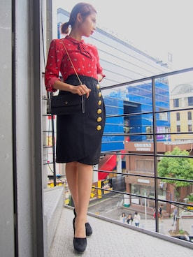 「Yves Saint Laurent（イヴサンローラン）のアイテム（スカート）」を使った、vintageqooさん（レディース・163cm）の夏コーディネート