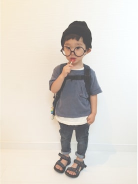 「アイテム（サンダル、ブルー系）」を使った、khk-chanさん（キッズ・90cm）の夏コーディネート
