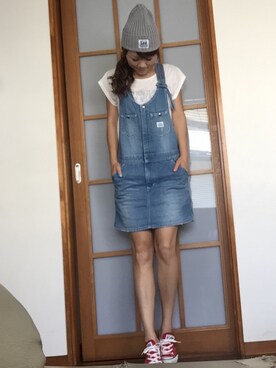 「ヘアアクセ」｜「アイテム（オールインワン・サロペット）」を使った、あやぱんさん（レディース・155cm）の夏コーディネート
