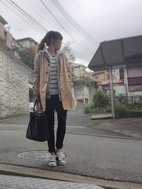 「UNIQLOコーデ」｜「アイテム（トレンチコート）」を使った、あやぱんさん（レディース・155cm）の秋コーディネート