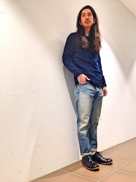 「Johnbull Private labo（ジョンブルプライベートラボ）のアイテム（ニット/セーター）」を使った、gaelyさん（メンズ・170cm）の春コーディネート