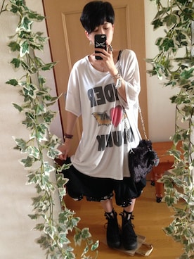 「MAMEDENQ（マメデンキュー）のアイテム（アクセサリー）」を使った、hxxさん（レディース・156cm）の夏コーディネート