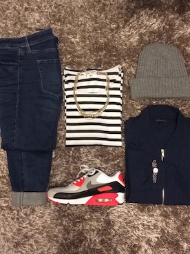 「airmax」｜「アイテム（ブルゾン）」を使った、いのうえまんじさん（レディース・165cm）の春コーディネート