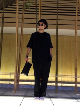 「JOHN LAWRENCE SULLIVAN accessory（ジョンローレンスサリバンアクセサリー）のアイテム（トップス）」を使った、kzuさん（メンズ・178cm）の夏コーディネート