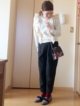 「アイテム（その他シューズ、グレー系）」を使った、M!!!ca♥︎さん（レディース・160cm）の冬コーディネート