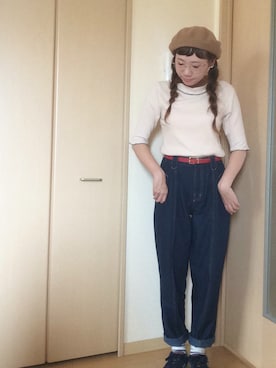 「おさげ」｜「アイテム（ハンチング/ベレー帽）」を使った、M!!!ca♥︎さん（レディース・160cm）の秋コーディネート