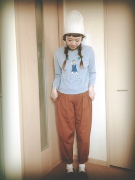 「アイテム（アクセサリー、パープル系）」を使った、M!!!ca♥︎さん（レディース・160cm）の秋コーディネート