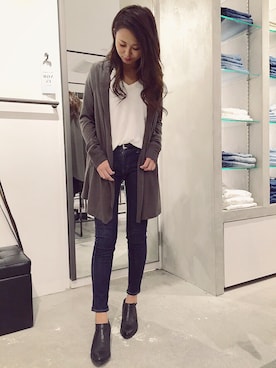 「アイテム（カーディガン/ボレロ、その他）」を使った、YUMAさん（レディース・160cm）の秋コーディネート