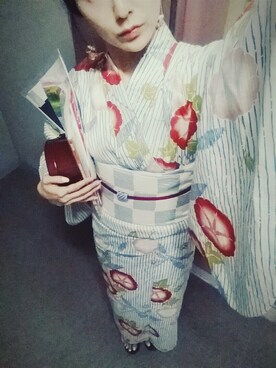 「no brand（ノーブランド）のアイテム（水着/着物・浴衣、ブルー系）」を使った、ayukoさん（レディース・162cm）の夏コーディネート