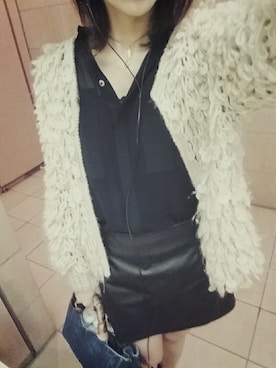 「T BY ALEXANDER WANG（ティーバイ アレキサンダーワン）のGARMENT DYED CUPRO MODALTWILL LONG SLEEVE SHIRT（シャツ/ブラウス、ブラック系）」を使った、ayukoさん（レディース・162cm）の冬コーディネート