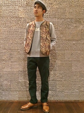 「SHIPS（シップス）のアイテム（ハンチング/ベレー帽）」を使った、平野さん（メンズ・175cm）の秋コーディネート