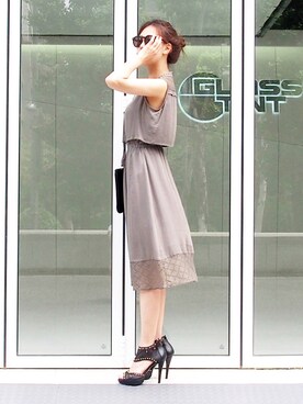 「ggpxのアイテム（ワンピース、ベージュ系）」を使った、GGPXさん（レディース）の夏コーディネート