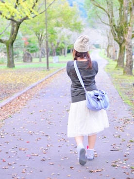 「カメラ女子」｜「アイテム（ニットキャップ/ビーニー）」を使った、はるか。さん（レディース・151cm）の秋コーディネート