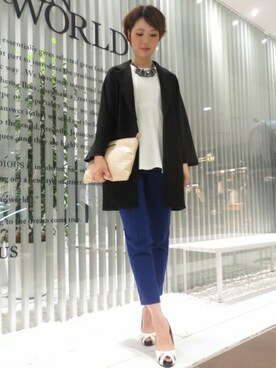 「STUDIOUS（ステュディオス）のアイテム（ステンカラーコート）」を使った、藤田さん（レディース・165cm）の春コーディネート