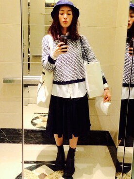 「wip（ウィップ）のアイテム」を使った、蔡穎恩さん（レディース・163cm）の秋コーディネート