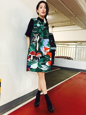 「mini」｜「アイテム（チュニック）」を使った、蔡穎恩さん（レディース・163cm）の秋コーディネート