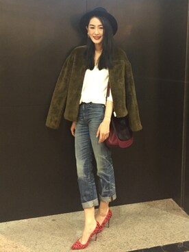 「J.CREW（ジェイクルー）のアイテム（バッグ）」を使った、蔡穎恩さん（レディース・163cm）の秋コーディネート