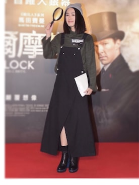 「initial（イニシャル）のアイテム（つなぎ/オールインワン）」を使った、蔡穎恩さん（レディース・163cm）の冬コーディネート