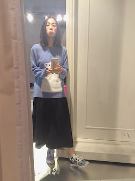 「chocoolate（チョコレート）のアイテム（パンツ）」を使った、蔡穎恩さん（レディース・163cm）の冬コーディネート