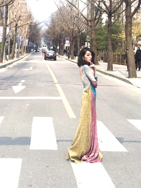 「KYE（キー）のアイテム」を使った、蔡穎恩さん（レディース・163cm）の春コーディネート