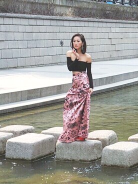 「KYE（キー）のアイテム」を使った、蔡穎恩さん（レディース・163cm）の春コーディネート