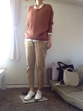 「note et silence （ノートエシロンス）のアイテム（チノパンツ）」を使った、kanamikiさん（レディース・165cm）の秋コーディネート