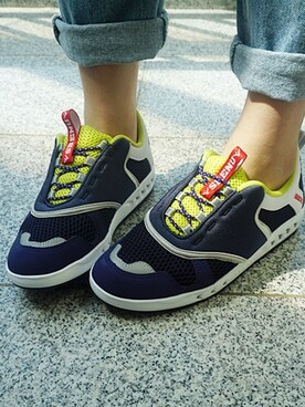 「アイテム（その他シューズ、パープル系）」を使った、스베누さん（レディース・168cm）の夏コーディネート