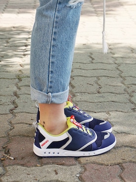 「アイテム（その他シューズ、パープル系）」を使った、스베누さん（レディース・168cm）の夏コーディネート