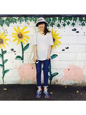 「アイテム（スニーカー、その他）」を使った、스베누さん（レディース・167cm）の夏コーディネート