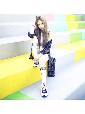 「アイテム（その他シューズ）」を使った、스베누さん（レディース・162cm）の秋コーディネート