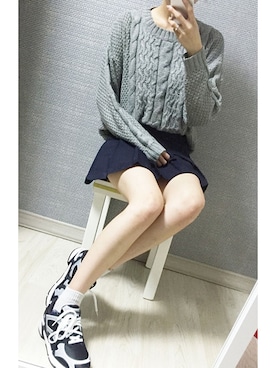 「Aラインスカート」｜「アイテム（その他シューズ）」を使った、스베누さん（レディース・159cm）の秋コーディネート