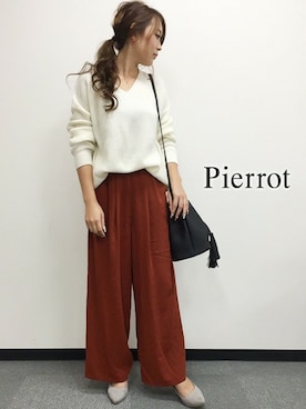 「レンガ色」｜「アイテム（グレー系）」を使った、Pierrotスタッフ★大人に似合う高コスパ服をお届けさん（レディース・154cm）の秋コーディネート