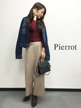 「＃デニム」｜「アイテム（デニムジャケット）」を使った、Pierrotスタッフ★大人に似合う高コスパ服をお届けさん（レディース・154cm）の秋コーディネート
