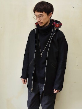 「SKOOKUM（スクーカム）のアイテム（その他アウター）」を使った、やすだたかひろさん（メンズ・175cm）の冬コーディネート