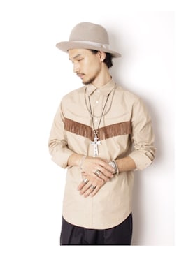 「フリンジ」｜「アイテム（ジャケット/アウター）」を使った、やすだたかひろさん（メンズ・175cm）の秋コーディネート