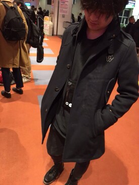 「Dr. Martens（ドクターマーチン）のアイテム（レインシューズ）」を使った、ふーみんさん（メンズ・174cm）の冬コーディネート