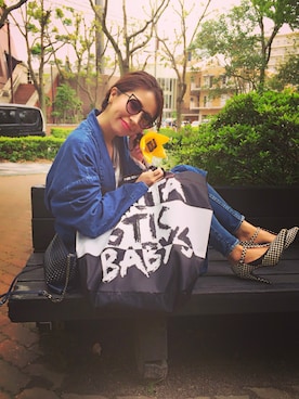 「Ameri（アメリ）のアイテム（デニムジャケット）」を使った、yyyaeeeさん（レディース・160cm）の秋コーディネート