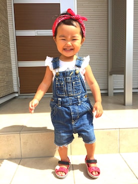 「ドラフトGAP」｜「アイテム（サロペット/オーバーオール）」を使った、R☺︎A☆さん（キッズ・80cm）の夏コーディネート