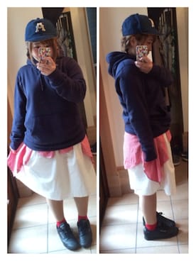 「紺色のスウェット」｜'Sさん（レディース・152cm）の春コーディネート