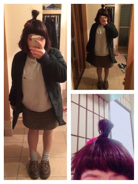 「モスグリーン」｜「アイテム（その他アウター）」を使った、'Sさん（レディース・152cm）の冬コーディネート