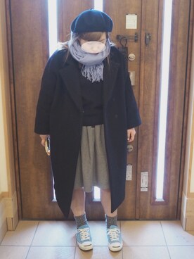 「ジャックパーセル」｜「アイテム（チェスターコート）」を使った、'Sさん（レディース・152cm）の冬コーディネート