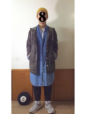 「TAIPEI」｜「アイテム（トレンチコート）」を使った、Ay      [number8]さん（メンズ・174cm）の冬コーディネート