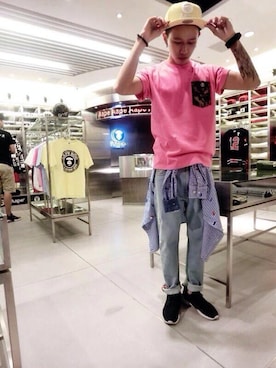 「AAPE BY A BATHING APE（エーエイプバイアベイシングエイプ）のアイテム（その他）」を使った、Sheng Kaiさん（メンズ・176cm）の夏コーディネート
