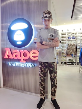 「AAPE BY A BATHING APE（エーエイプバイアベイシングエイプ）のアイテム（その他）」を使った、Sheng Kaiさん（メンズ・176cm）の秋コーディネート