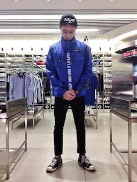 「AAPE BY A BATHING APE（エーエイプバイアベイシングエイプ）のアイテム（その他）」を使った、Sheng Kaiさん（メンズ・176cm）の秋コーディネート