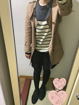 「ご近所コーデ」｜「アイテム（トレンチコート）」を使った、*asa*さん（レディース・153cm）の冬コーディネート
